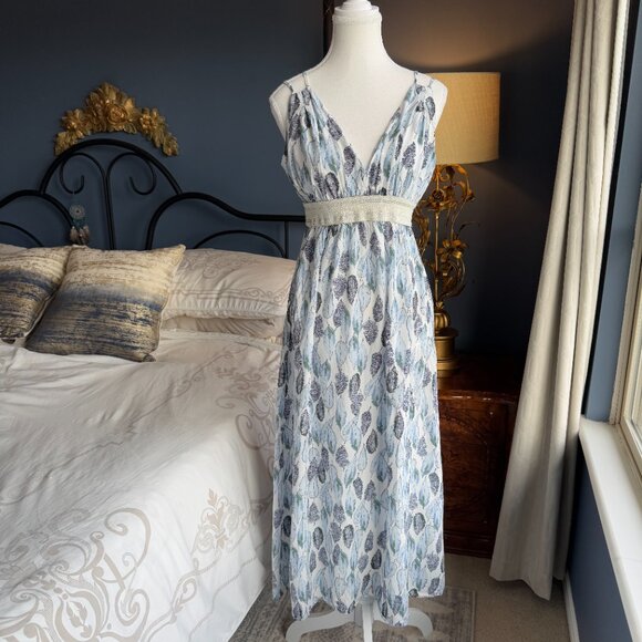Elsta Dresses & Skirts - Elsta Made in Greece Maxi Grecian Blue Leaf Maxi Dress